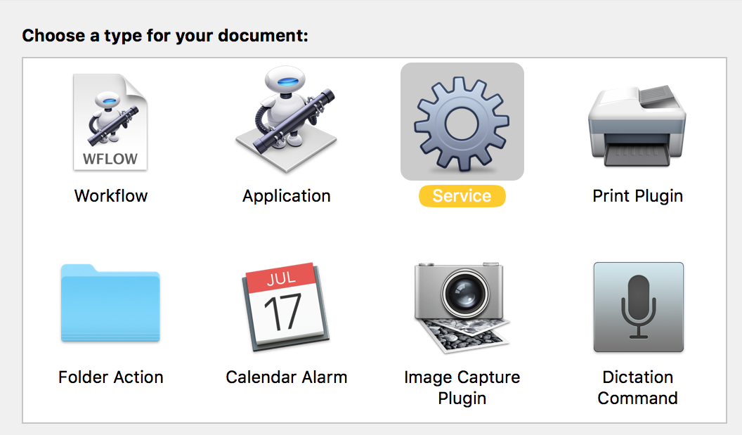 Create a new "Service" in Automator